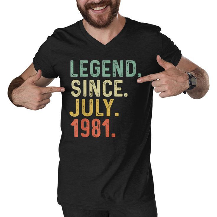 Retro Vintage Legend Epic Since July 1981 Birthday  Men V-Neck Tshirt