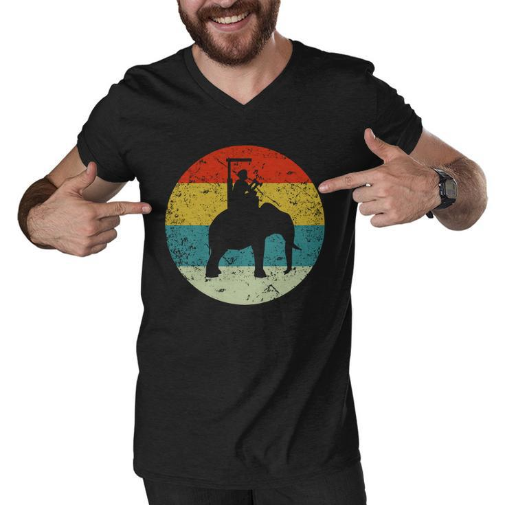 Retro Vintage Man Riding Elephant Men V-Neck Tshirt
