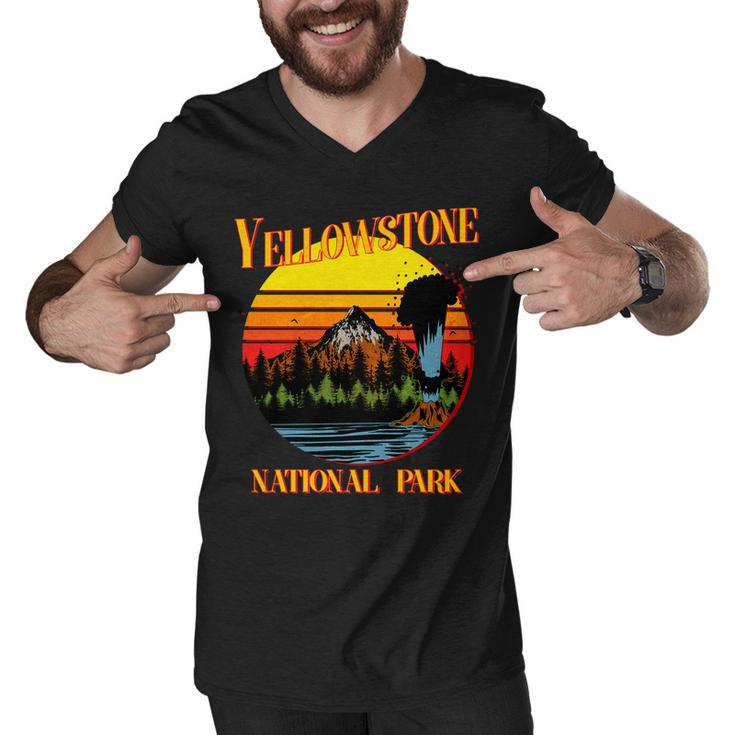 Retro Yellowstone National Park Tshirt Men V-Neck Tshirt
