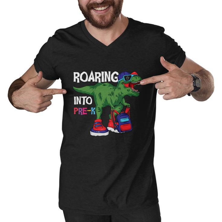 Roaring Into Prek Dinosaur Back To School Men V-Neck Tshirt