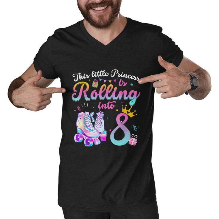 Roller Skate 8Th Birthday Shirt 8 Year Old Girl Party Outfit Men V-Neck Tshirt