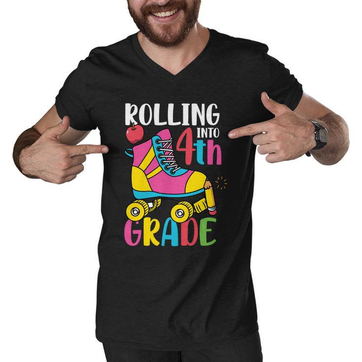 Rolling Into 4Th Grade First Day Of School Back To School Men V-Neck Tshirt