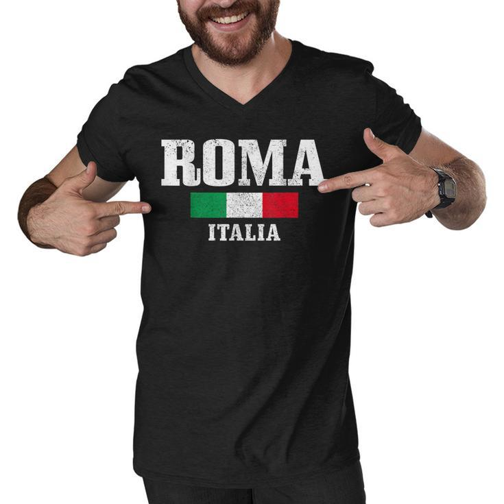 Rome Italy Roma Italia Vintage Italian Flag  Men V-Neck Tshirt