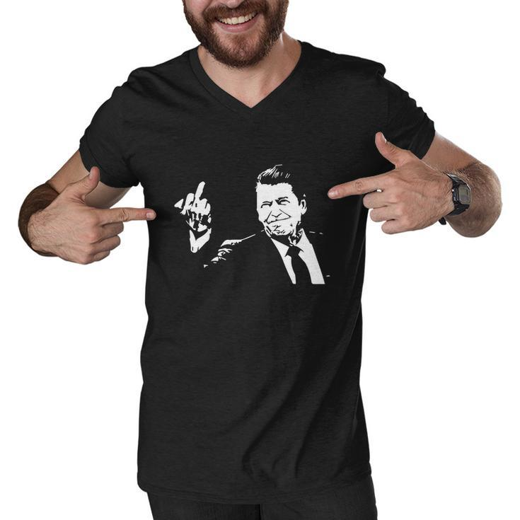 Ronald Reagan Flipping Tshirt Men V-Neck Tshirt