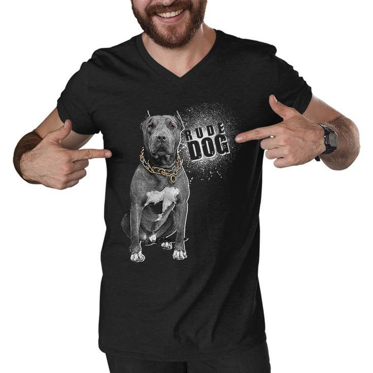 Rude Dog Pitbull Lover Men V-Neck Tshirt