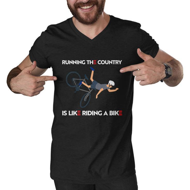 Running The Country Is Like Riding A Bike Joe Biden Funny Men V-Neck Tshirt