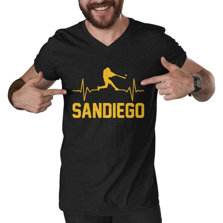 San Diego Baseball Player Heartbeat Men V-Neck Tshirt