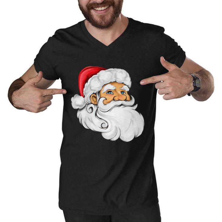Santa Claus Head Tshirt Men V-Neck Tshirt