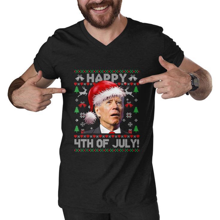 Santa Joe Biden Happy 4Th Of July Ugly Christmas Sweater Men V-Neck Tshirt