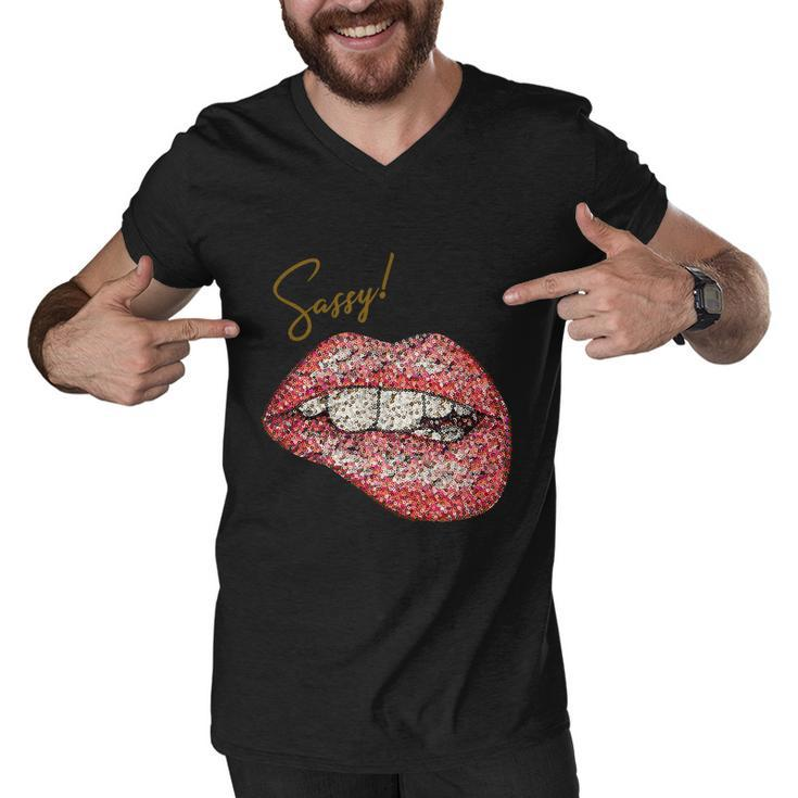 Sassy Lips Sexy Girl Graphic Sexy Lips Biting Graphic Design Printed Casual Daily Basic Men V-Neck Tshirt