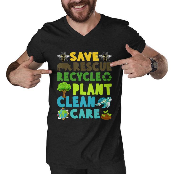 Save Bees Rescue Animals Recycle Plastic Earth Day Planet Funny Gift Men V-Neck Tshirt