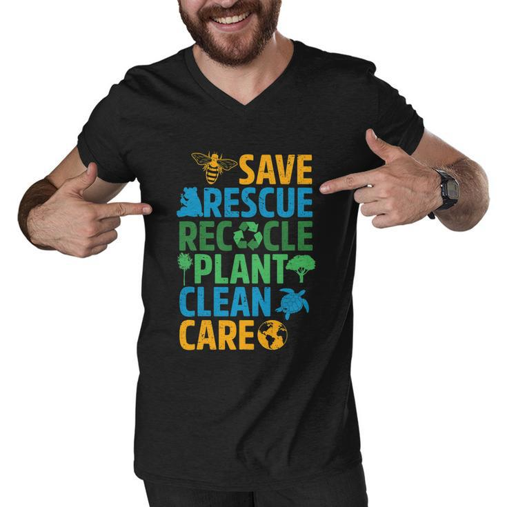 Save Bees Rescue Animals Recycle Plastict Earth Day Men Kid Tshirt Men V-Neck Tshirt