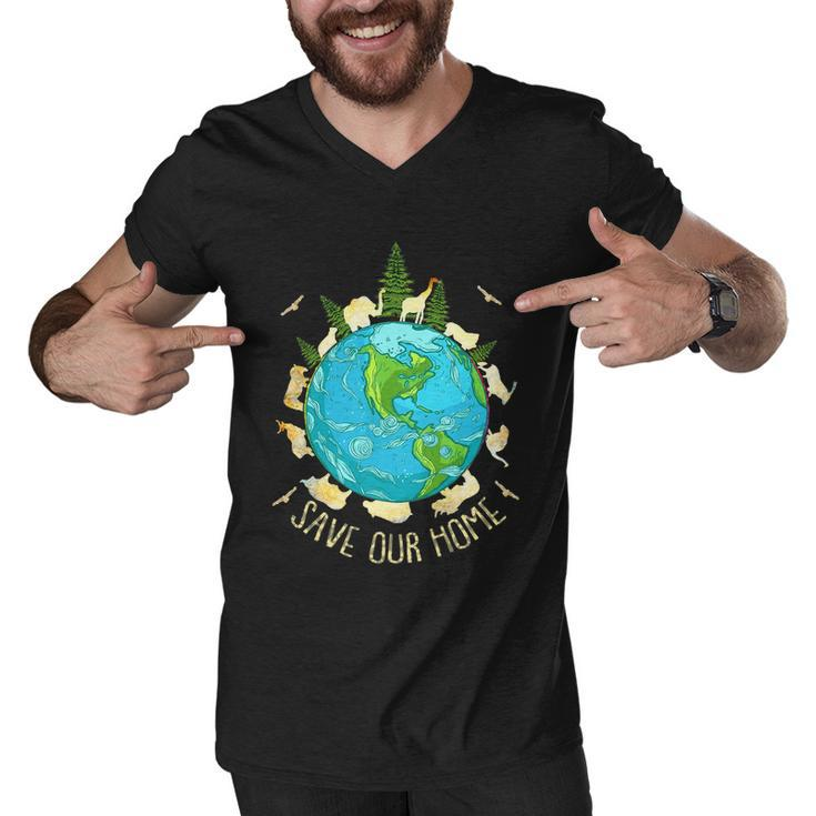Save Our Home Animals Wildlife Conservation Earth Day Men V-Neck Tshirt