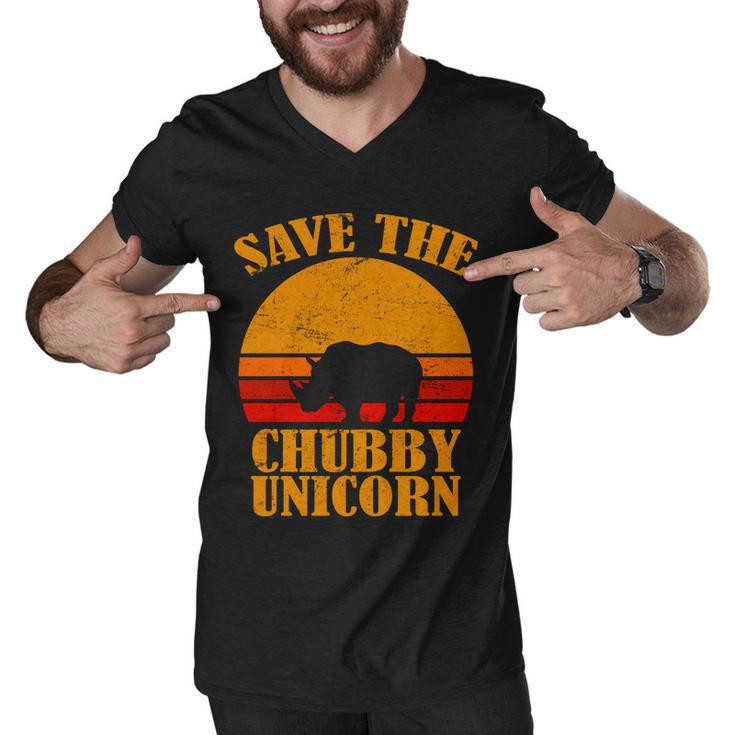 Save The Chubby Unicorn Distressed Sun Tshirt Men V-Neck Tshirt