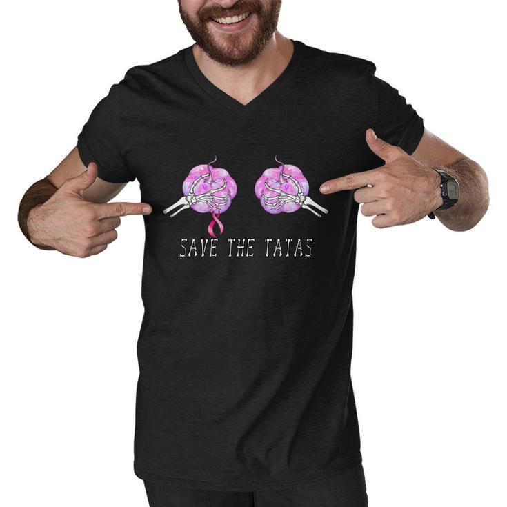 Save The Tatas Halloween Breast Cancer Awareness Tshirt Men V-Neck Tshirt