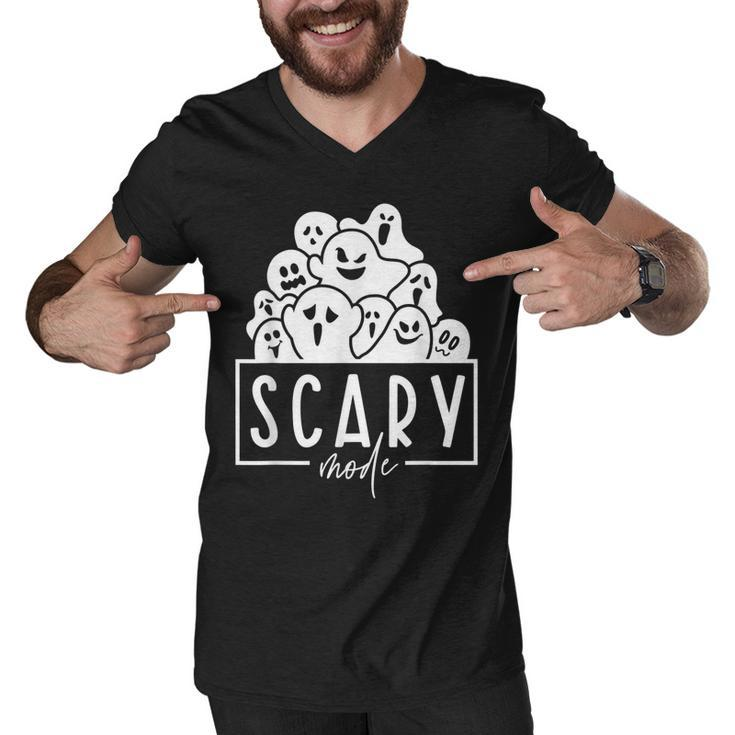 Scary Mode Boo Crew Ghost Spooky Vibes Funny Halloween  Men V-Neck Tshirt