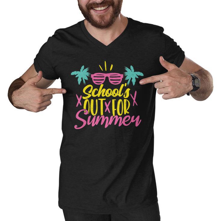 Schools Out For Summer Teacher Cool Retro Vintage Last Day Men V-Neck Tshirt