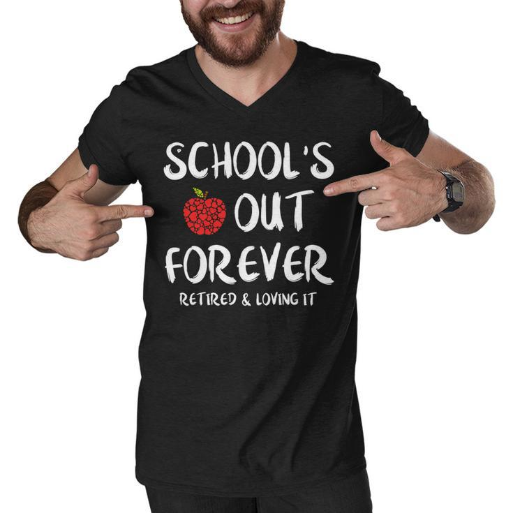 Schools Out Forever Retired Teacher Funny Retirement Men V-Neck Tshirt