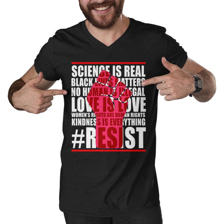 Science Is Real Resist Quote Tshirt Men V-Neck Tshirt