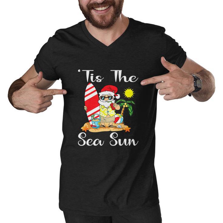 Sea Sun Christmas In July Santa Surfing Lake Party Men V-Neck Tshirt