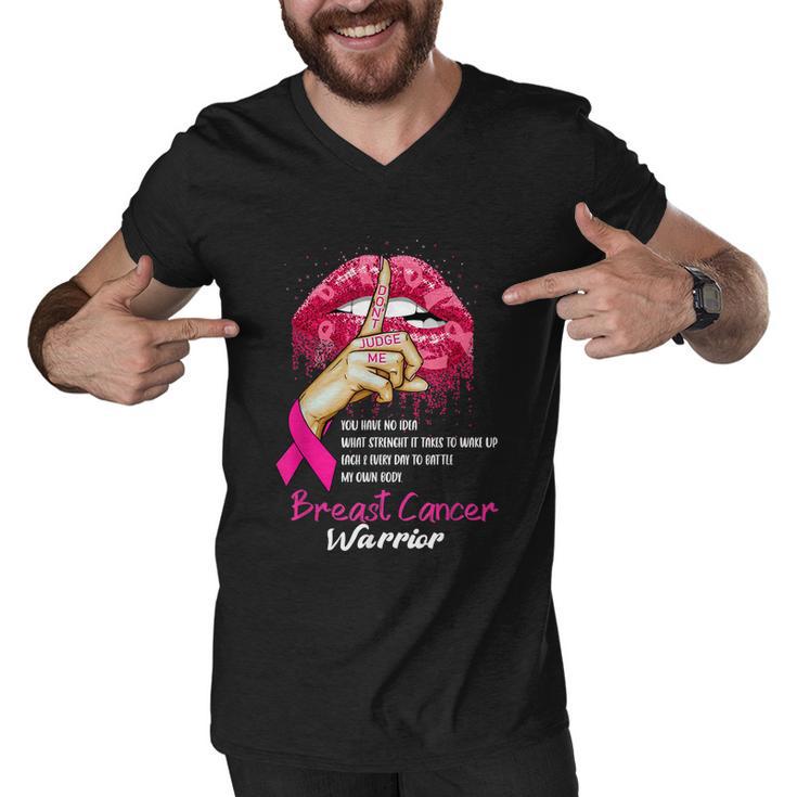 Sexy Pink Lips Pink Ribbon Dont Judge Me Breast Cancer Men V-Neck Tshirt