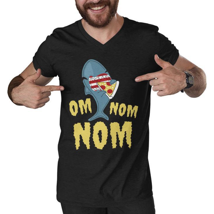 Shark Eating Pizza Om Nom Nom Men V-Neck Tshirt