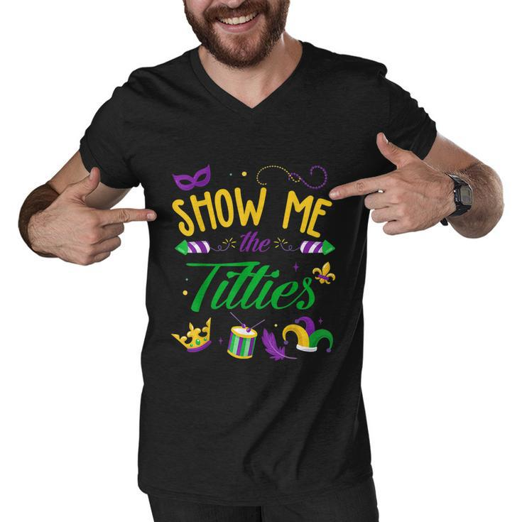 Show Me The Titties Funny Mardi Gras Men V-Neck Tshirt