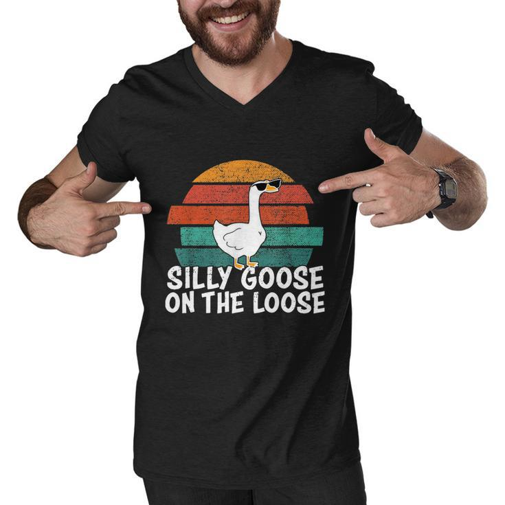 Silly Goose On The Loose Vintage Retro Sunset Tshirt Men V-Neck Tshirt