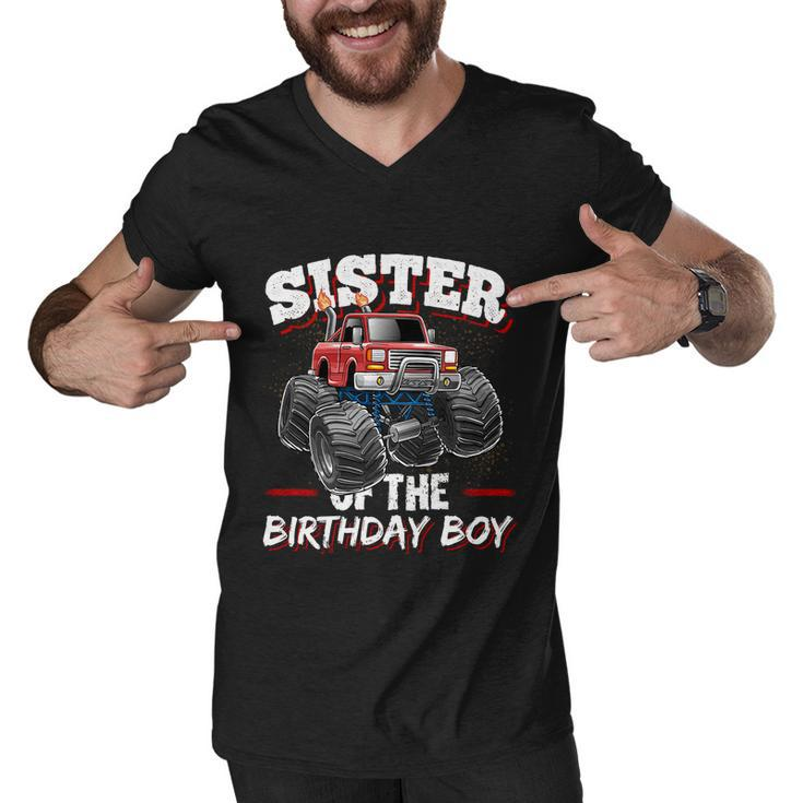 Sister Of The Birthday Boy Monster Truck Birthday Party Funny Gift Men V-Neck Tshirt