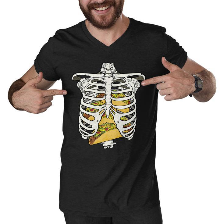 Skeleton Rib Cage Filled With Tacos Tshirt Men V-Neck Tshirt