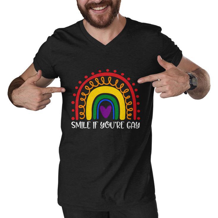 Smile If Youre Gay And Lesbian Lgbtq Ally Rainbow You Belong Gift Men V-Neck Tshirt