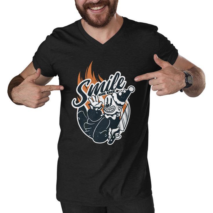 Smile Or Die Scary Clown Halloween Men V-Neck Tshirt