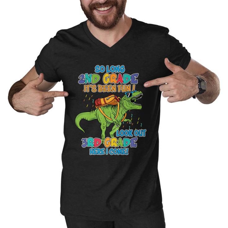 So Long 2Nd Grade Its Been Fun T_Rex Back To School Men V-Neck Tshirt