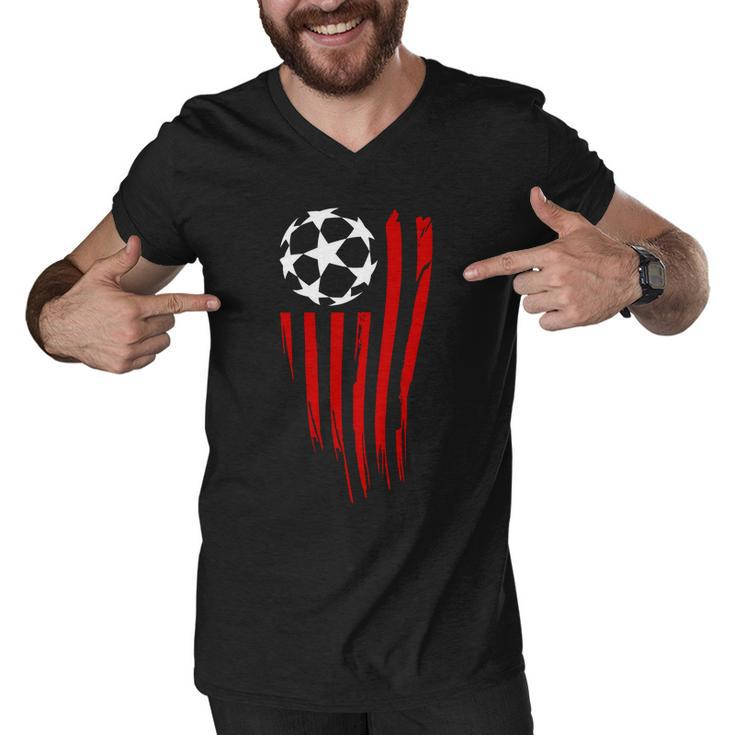 Soccer Ball American Flag Men V-Neck Tshirt