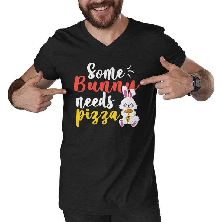 Some Bunny Needs Pizza  Funny Easter Day Pizza Day Men V-Neck Tshirt