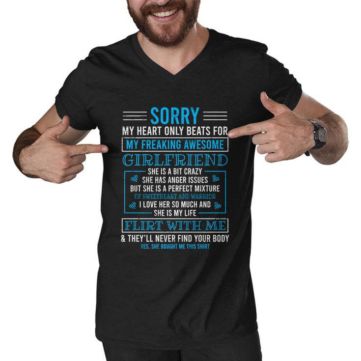 Sorry My Heart Only Beats For My Freaking Awesome Girlfriend Gift Men V-Neck Tshirt