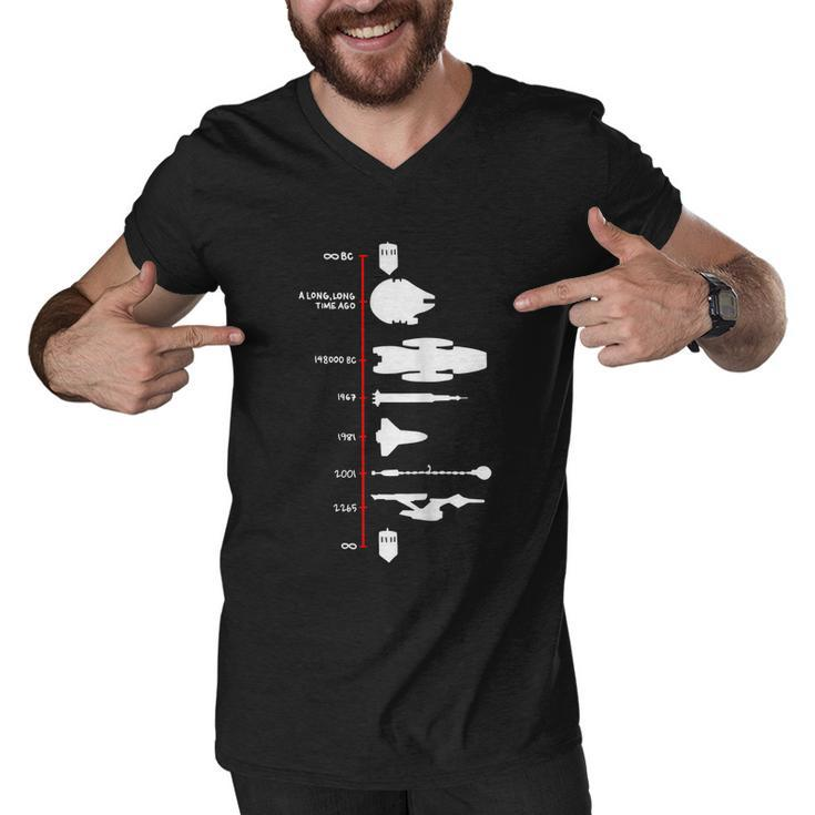 Spaceship Timeline Science Fiction Rocket Men V-Neck Tshirt