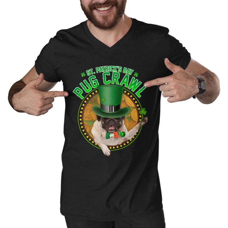 St Patricks Day Pug Crawl Funny Irish Pug Tshirt Men V-Neck Tshirt