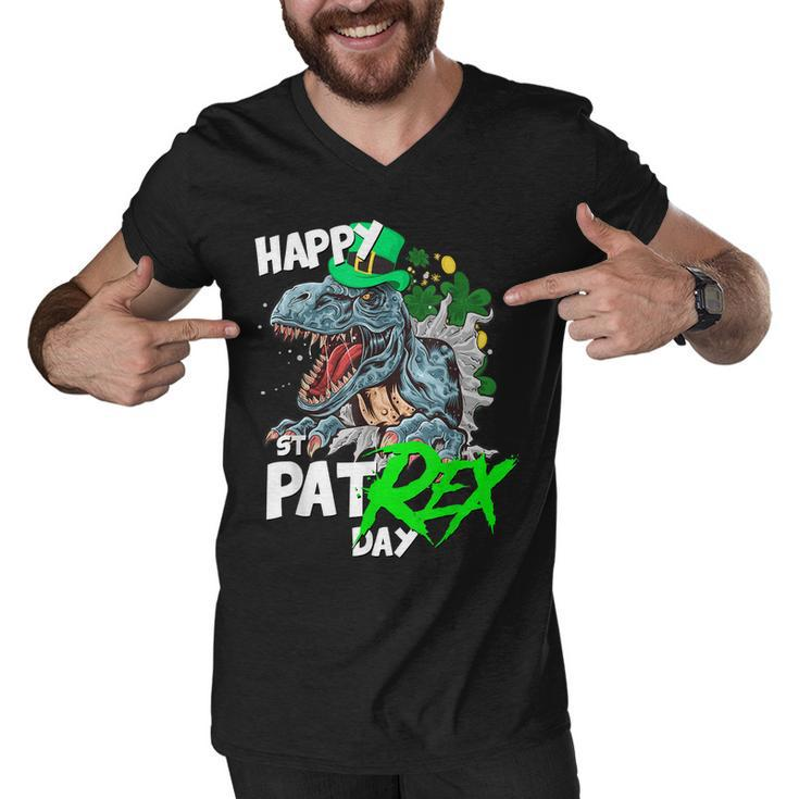 St Patricks Day T Rex Shirt Happy Pat Rex Day Dinosaur Gift Men V-Neck Tshirt