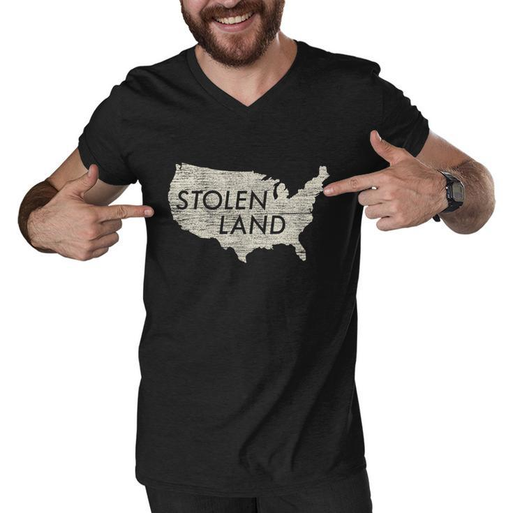 Stolen Land Native American Indigenous Tshirt Men V-Neck Tshirt
