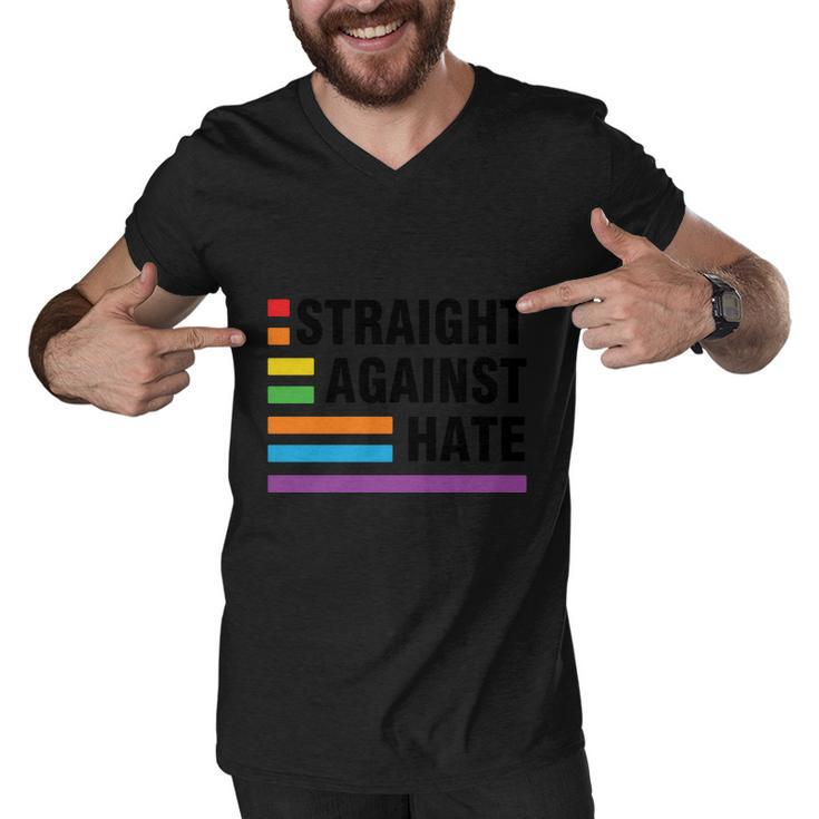 Straight Against Hate Pride Month Lbgt Men V-Neck Tshirt