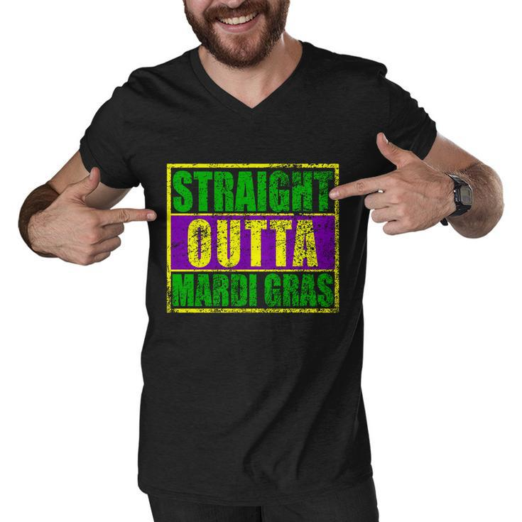 Striaght Outta Mardi Gras New Orleans Party T-Shirt Graphic Design Printed Casual Daily Basic Men V-Neck Tshirt