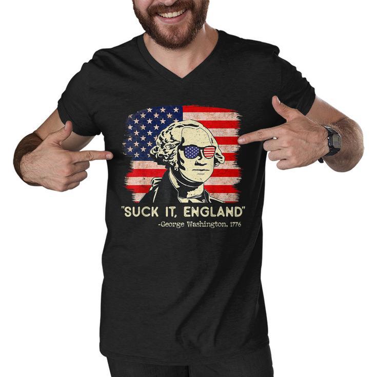 Suck It England Funny 4Th Of July Funny George Washington  Men V-Neck Tshirt