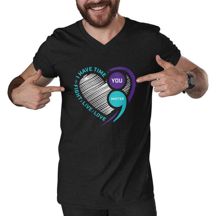 Suicide Awareness Prevention Heart Semi Colon You Matter Tshirt Men V-Neck Tshirt