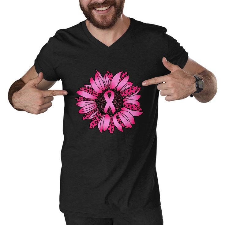 Sunflower Pink Ribbon Breast Cancer Awareness Tshirt Men V-Neck Tshirt
