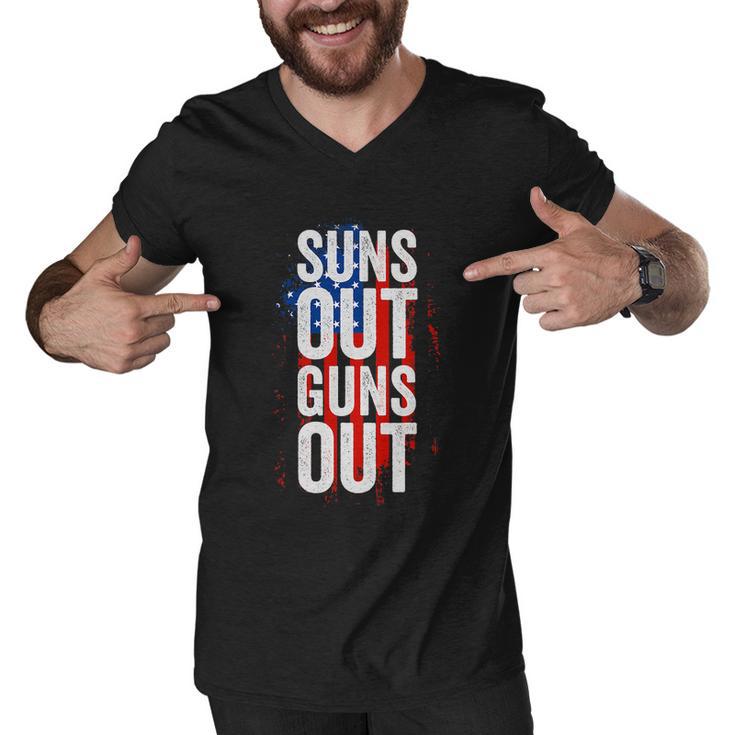 Suns Out Guns Out Tank Top Men Women 4Th Of July Usa Flag Men V-Neck Tshirt