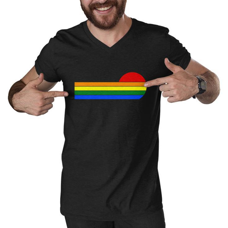 Sunset Lgbt Gay Pride Lesbian Bisexual Ally Quote Men V-Neck Tshirt