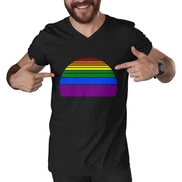 Sunset Lgbt Gay Pride Lesbian Bisexual Ally Quote V4 Men V-Neck Tshirt
