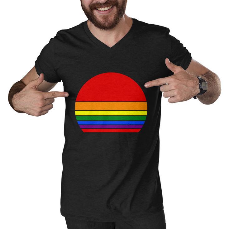 Sunset Lgbt Gay Pride Lesbian Bisexual Ally Quote V5 Men V-Neck Tshirt