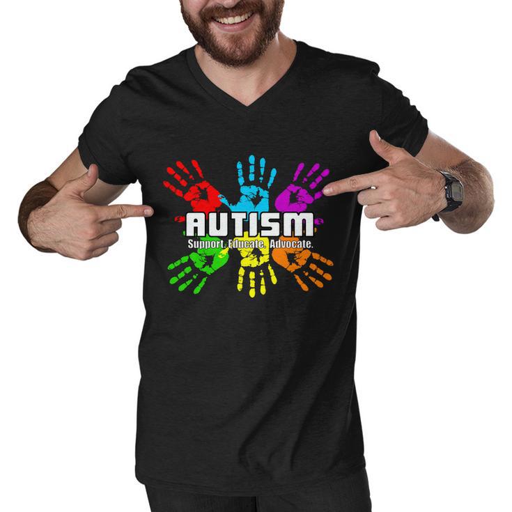 Support Educate Advocate Autism Handprint Tshirt Men V-Neck Tshirt